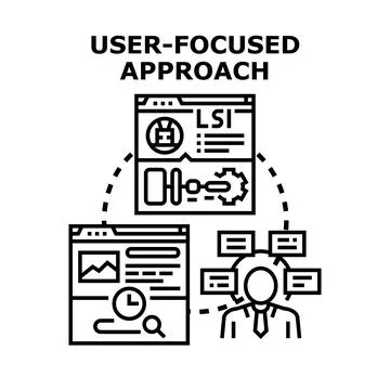 User focused approach developing online experience and product Illustrazione stock