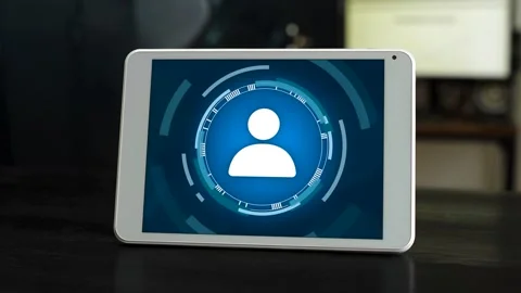 User focused digital platform concept. Tablet with user icon. Stock Footage 305647573