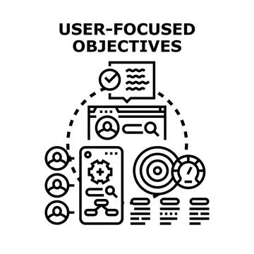 User focused objectives concept achieving customer centric goals Stock Illustration