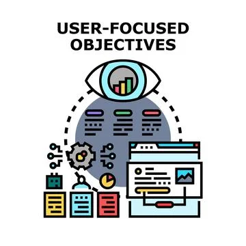 User focused objectives driving development process evaluation Stock-Illustration