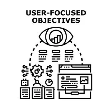 User focused objectives driving development process evaluation Stock Illustration