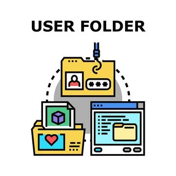 User folder concept with data phishing and identity theft Ilustração Stock