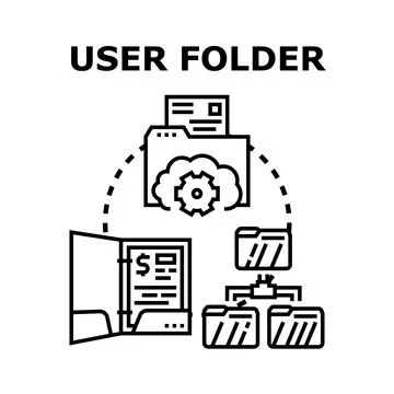 User folder data accessing and management concept Ilustração Stock