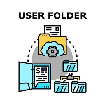 User folder data accessing and management concept Ilustração Stock