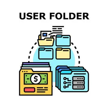 User folder data storage management concept Ilustração Stock