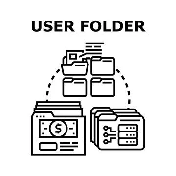 User folder data storage management concept Ilustração Stock