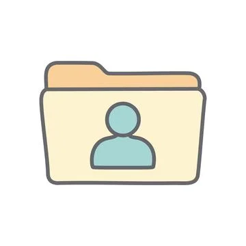 User folder icon. Simple cartoon icon depicting a folder with a person symb.. Stock Illustration
