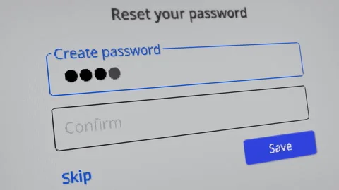 User forgot their password and creates another one on the device screen.  Stock Footage 271307244