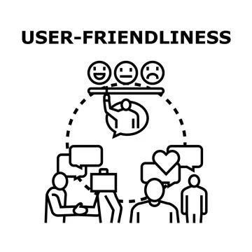 User friendliness creating positive customer experience feedback Stock Illustration