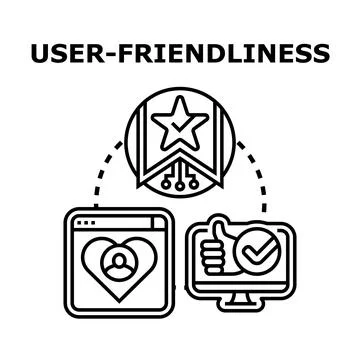 User friendliness improving experience and interface for customers Stock Illustration