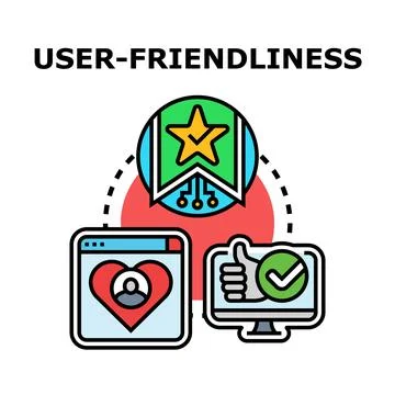 User friendliness improving experience and interface for customers Stock Illustration