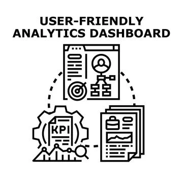 User friendly analytics dashboard concept for business data Stock Illustration
