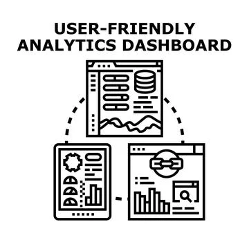 User friendly analytics dashboard concept vector system Ilustração Stock