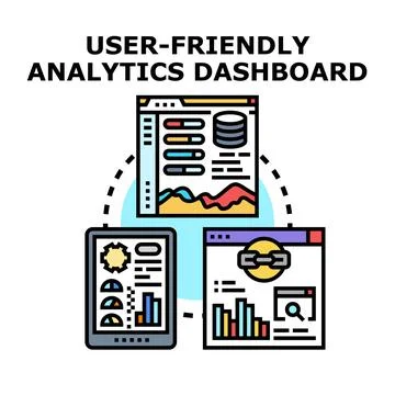 User friendly analytics dashboard concept vector system Stockillustratie