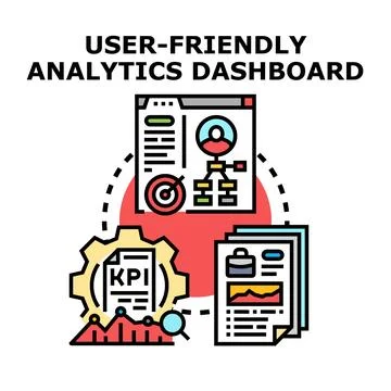 User friendly analytics dashboard concept for business data Stock Illustration