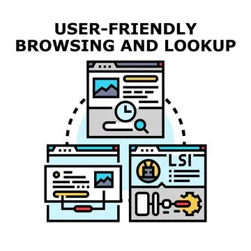 User friendly browsing and lookup concept vector illustration Illustrazione stock