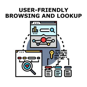 User friendly browsing and lookup software interface concept 库存插图