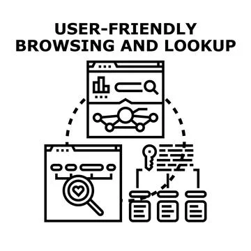 User friendly browsing and lookup software interface concept Stock Illustration