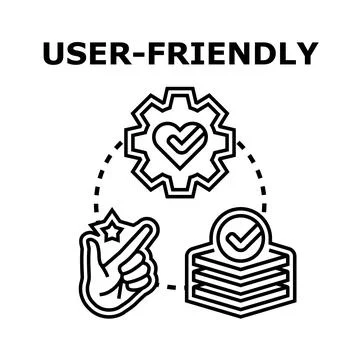 User friendly concept working with easy simple interface Ilustração Stock