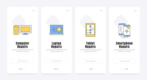User friendly device maintenance onboarding screens Stock Illustration