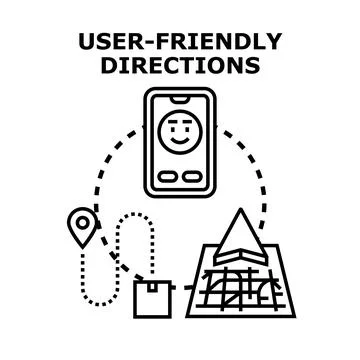 User friendly digital navigation tracking delivery route Stock Illustration