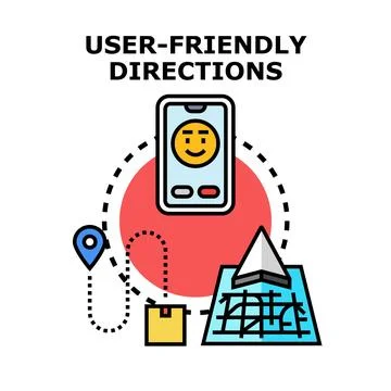 User friendly digital navigation tracking delivery route Stock Illustration
