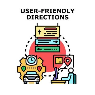 User friendly directions finding route and destination tracking Stock Illustration