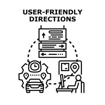 User friendly directions finding route and destination tracking Stock Illustration