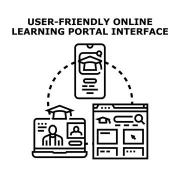 User friendly online learning portal interface across devices Illustrazione stock