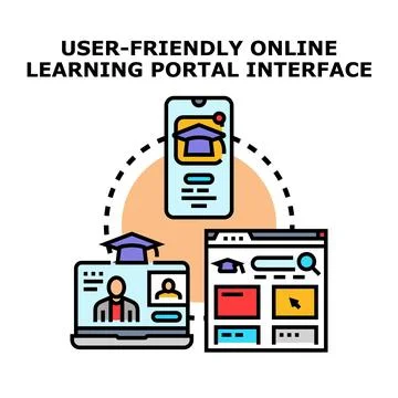 User friendly online learning portal interface across devices Stock Illustration