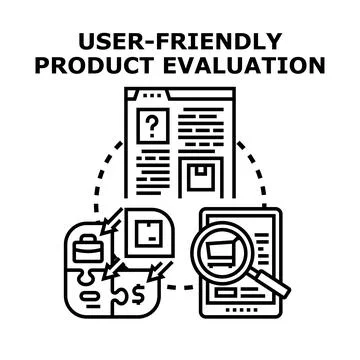 User friendly product evaluation concept with interfaces Illustrazione stock