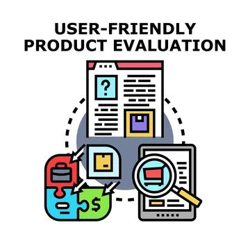 User friendly product evaluation concept with interfaces Stock Illustration