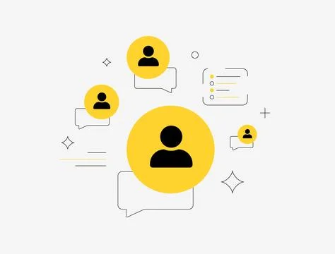 User generated content and social interaction with customer profiles, feedback Stockillustratie