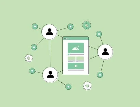 User-generated content illustration - online reviews, social media posts Stock Illustration