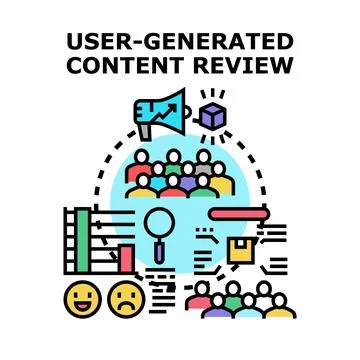User generated content review process evaluating feedback Stock Illustration