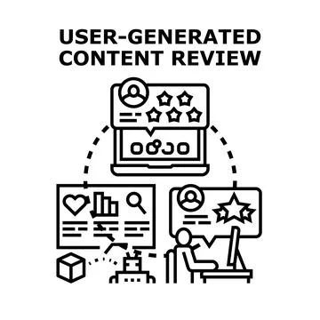 User generated content review process receiving consumer feedback ratings Stock Illustration