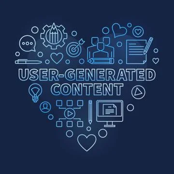 User-Generated Content vector linear blue heart illustration Stock Illustration