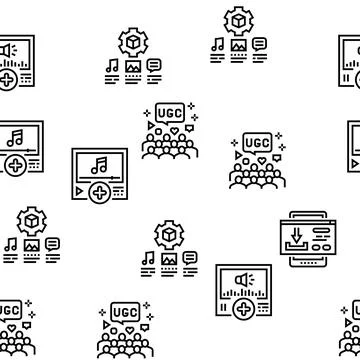 User Generated Content Vector Seamless Pattern Stock Illustration