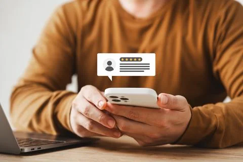 User give rating to service experience on online application, Customer revi.. Stock Photos