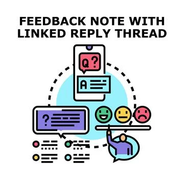 User giving feedback with linked reply thread Stock Illustration