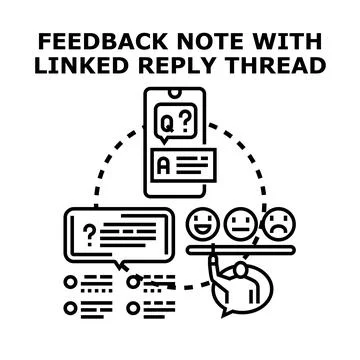 User giving feedback with linked reply thread Stock Illustration