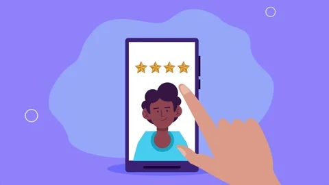 User giving a five star rating for a service or person using a smartphone app Stock-Footage 338425350