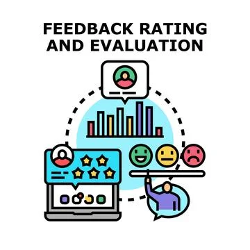 User giving online feedback rating and evaluation Stock Illustration