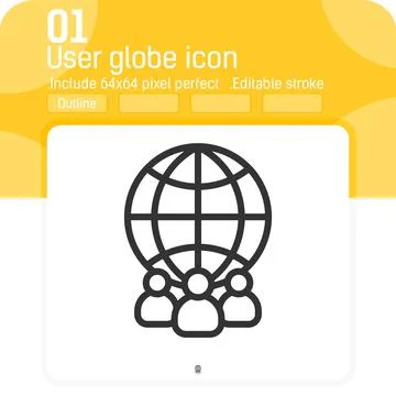 User globe vector icon with flat style isolated on white background Stock Illustration