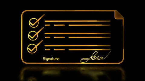 User Glowing looping icon electronic signature neon effect, black background Stock Illustration
