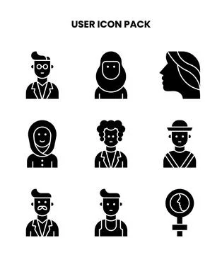 User Glyph Icons Pack Illustrazione stock