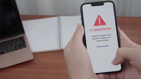 User Granting AI Camera Access Permission on Smartphone Screen Stock Footage 343971868