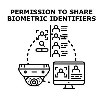 User granting permission to share biometric identifiers data Stock Illustration