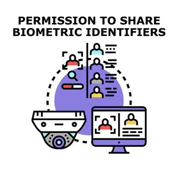 User granting permission to share biometric identifiers data Stock Illustration