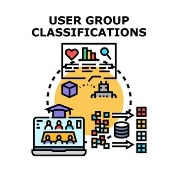 User group classifications for data analytics and machine learning Stock Illustration